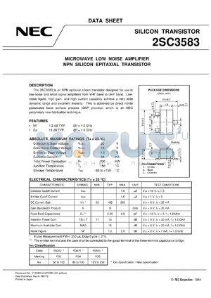 2SC3583-L datasheet - For amplify microwave and low noise.