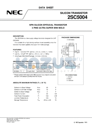 2SC5004-T2 datasheet - NPN epitaxial-type silicon transistor