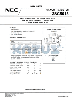 2SC5013-T1/-T2 datasheet - NPN epitaxial-type silicon transistor