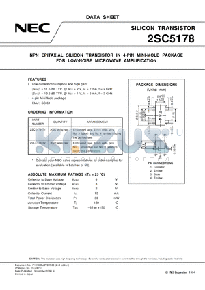 2SC5178R datasheet - High fT, high gain transistor