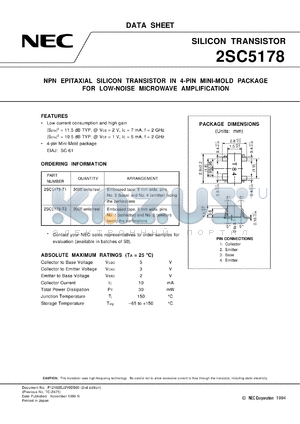 2SC5178R-T1 datasheet - High fT, high gain transistor