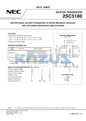 2SC5180-T1 datasheet - High fT, high gain transistor
