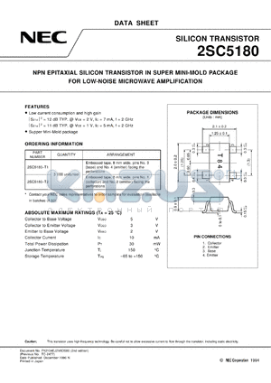 2SC5180-T2 datasheet - High fT, high gain transistor