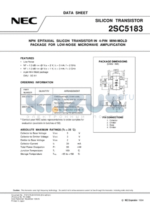 2SC5183R datasheet - High fT, high gain transistor