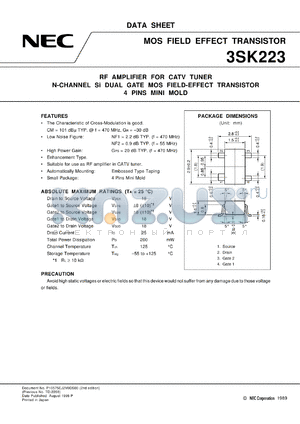 3SK223-T1 datasheet - UHF band high frequency amplification