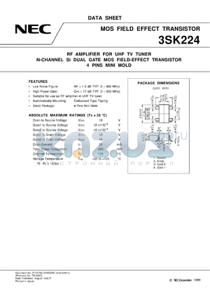 3SK224-T2 datasheet - Dual-gate MOS FET