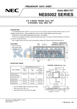 NE8500295 datasheet - Po GaAs FET C band driver one step power amplification