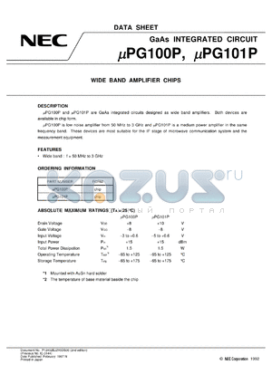 UPG101B datasheet - Gallium arsenide integrated circuit