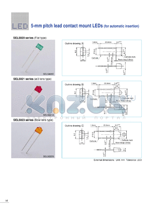 SEL5220STH8F datasheet - 5mm Pitch Lead  Square Display Red LED Lamp