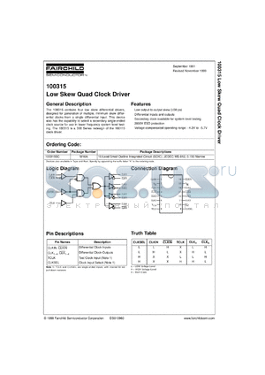 100315SCX datasheet - Low-Skew Quad Clock Driver