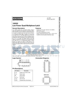 100355DC datasheet - Low Power Quad Multiplexer/Latch