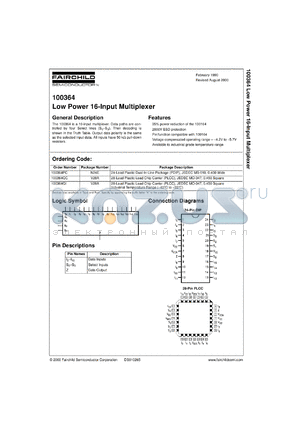 100364QCX datasheet - Low Power 16-Input Multiplexer