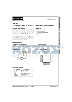 100393QCX datasheet - Low Power 9-Bit ECL-to-TTL Translator with Latches