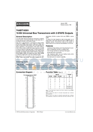 74ABT16501CSSCX datasheet - 18-Bit Universal Bus Transceivers with 3-STATE Outputs