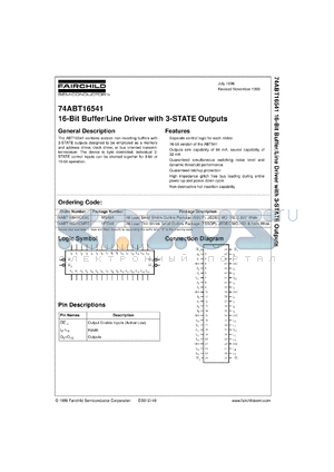 74ABT16541CSSCX datasheet - 16-Bit Buffer/Line Driver with 3-STATE Outputs