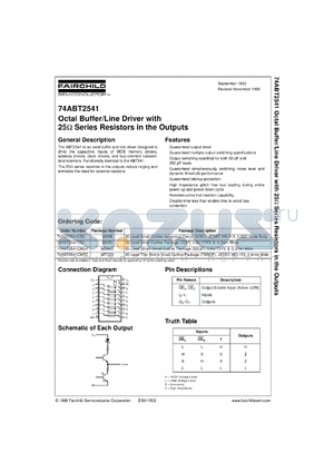 74ABT2541CSCX datasheet - Octal Buffer/Line Driver with 25 Ohm Series Resistors in the Outputs [Advanced]