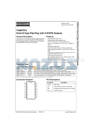 74ABT374CSCX datasheet - Octal D-Type Flip-Flop with 3-STATE Outputs