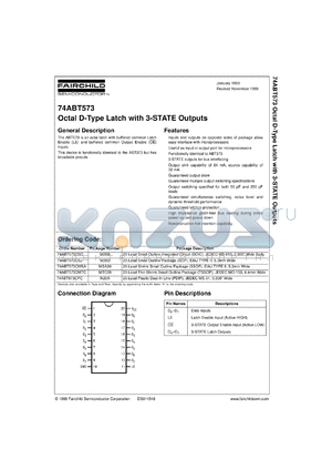 74ABT573CSCX datasheet - Octal D-Type Latch with 3-STATE Outputs