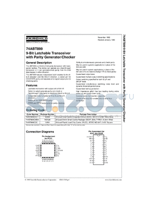 74ABT899CMSAX datasheet - 9-Bit Latchable Transceiver with Parity Generator/Checker