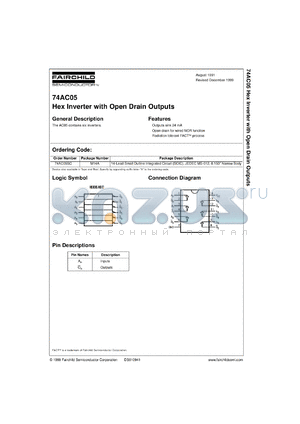 74AC05SCX datasheet - Hex Inverter with Open-Drain Outputs