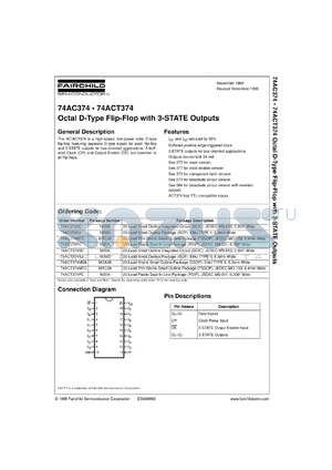 74AC374MTCX datasheet - Octal D Flip-Flop with 3-STATE Outputs