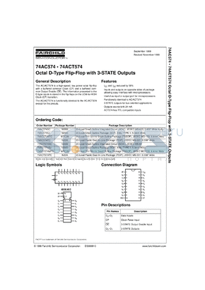 74AC574SJX datasheet - Octal D-Type Flip-Flop with 3-STATE Outputs