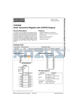 74AC648SCX datasheet - Octal Bus Transceiver/Register with 3-STATE Outputs