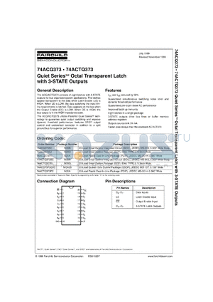 74ACQ373SCX datasheet - Quiet Series Octal Transparent Latch with 3-STATE Outputs
