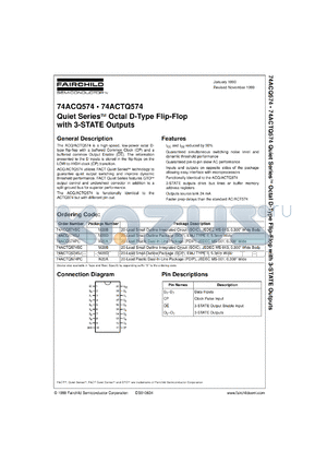 74ACQ574CW datasheet - Quiet Series Octal D Flip-Flop with 3-STATE Outputs