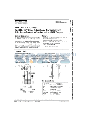 74ACQ657CW datasheet - Quiet Series Octal Bidirectional Transceiver with 8-Bit Parity Generator/Checker and 3-STATE Outputs