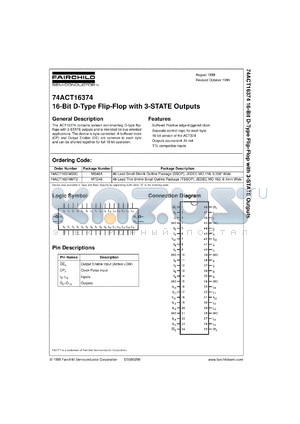 74ACT16374SSCX datasheet - 16-Bit D-Type Flip-Flop with 3-STATE Outputs