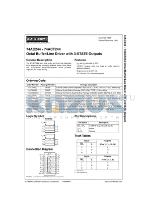 74ACT244CW datasheet - Octal Buffer/Line Driver with 3-STATE Outputs