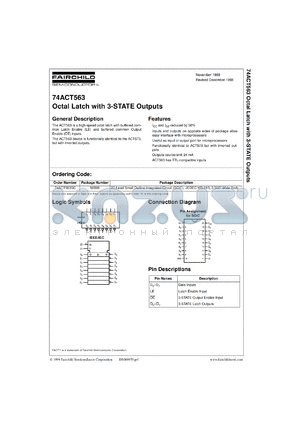 74ACT563CW datasheet - Octal Latch with 3-STATE Outputs