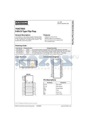 74ACT823MTCX datasheet - 9-Bit D-Type Flip-Flop