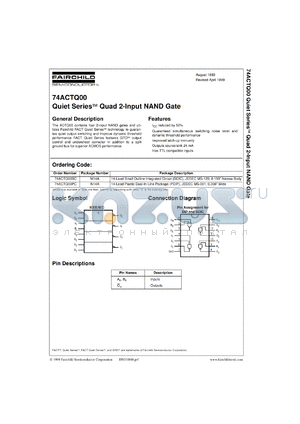 74ACTQ00CW datasheet - Quiet Series Quad 2-Input NAND Gate