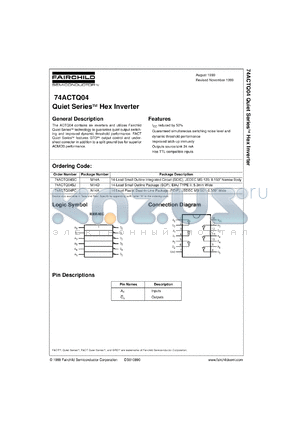 74ACTQ04SJX datasheet - Quiet Series Hex Inverter