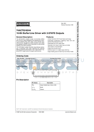 74ACTQ16244SSCX datasheet - 16-Bit Buffer/Line Driver with 3-STATE Outputs