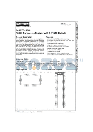 74ACTQ16646SSCX datasheet - 16-Bit Transceiver/Register with 3-STATE Outputs