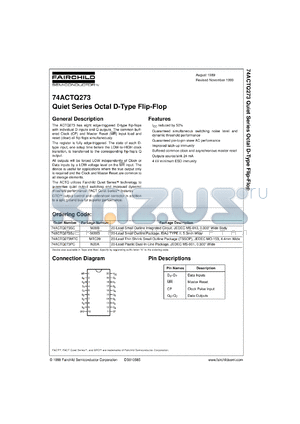 74ACTQ273CW datasheet - Quiet Series Octal D Flip-Flop