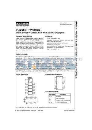 74ACTQ573CW datasheet - Quiet Series Octal Latch with 3-STATE Outputs