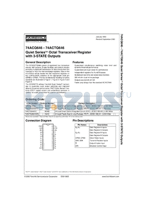 74ACTQ646SCX datasheet - Quiet Series Octal Transceiver/Register with 3-STATE Outputs