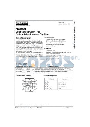 74ACTQ74CW datasheet - Quiet Series Dual D-Type Positive Edge-Triggered Flip-Flop