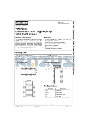 74ACTQ821CW datasheet - Quiet Series 10-Bit D-Type Flip-Flop with 3-STATE Outputs