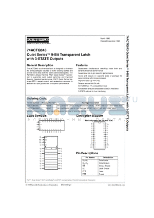 74ACTQ843SCX datasheet - Quiet Series 9-Bit Transparent Latch with 3-STATE Outputs