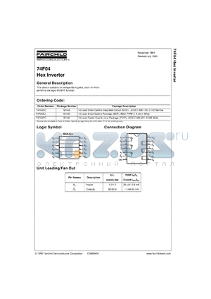 74F04SCX datasheet - Hex Inverter