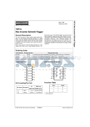 74F14SJX datasheet - Hex Inverter Schmitt Trigger