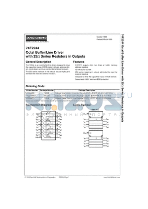 74F2244SCX datasheet - Octal Buffer/Line Driver with 25 Ohm Series Resistors in the Outputs