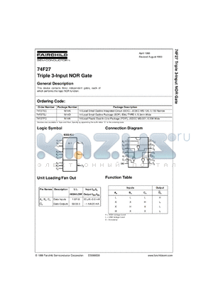 74F27SCX datasheet - Triple 3-Input NOR Gate