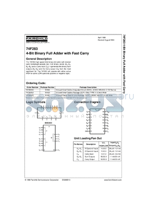 74F283SJX datasheet - 4-Bit Binary Full Adder with Fast Carry