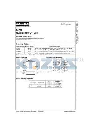 74F32CW datasheet - Quad 2-Input OR Gate